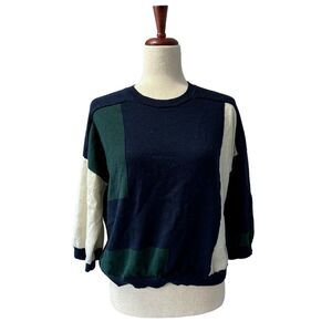 Parrish LA Women's Colorblock Sweater Large Longsleeve Pullover Blue Green
